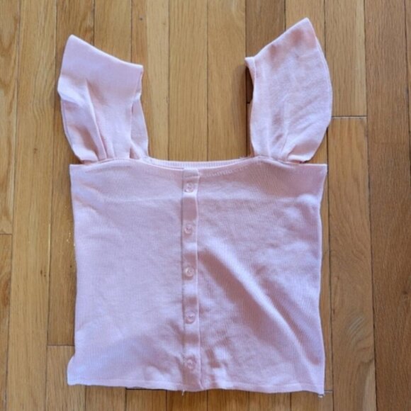 Cottagecore Coquette Button Butterfly Sleeve Knit Crop Top - XS - Picture 5 of 9